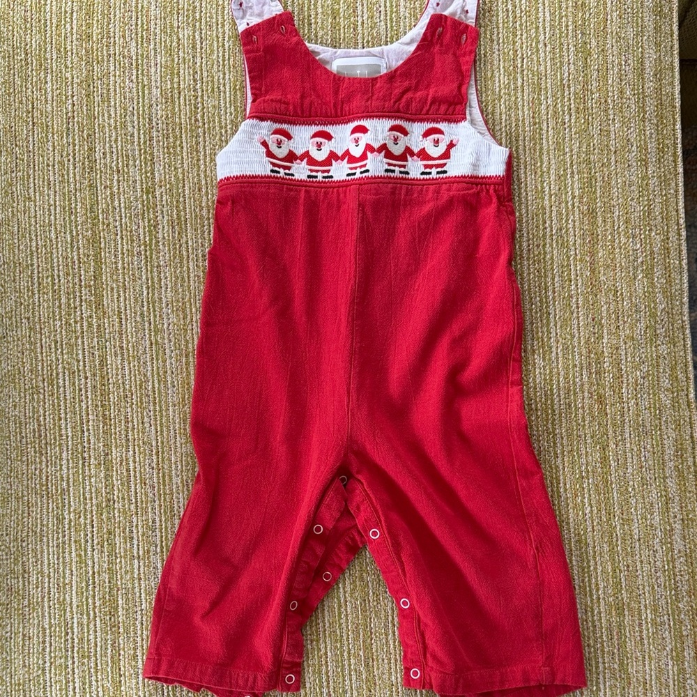 Red Kids Christmas Overalls